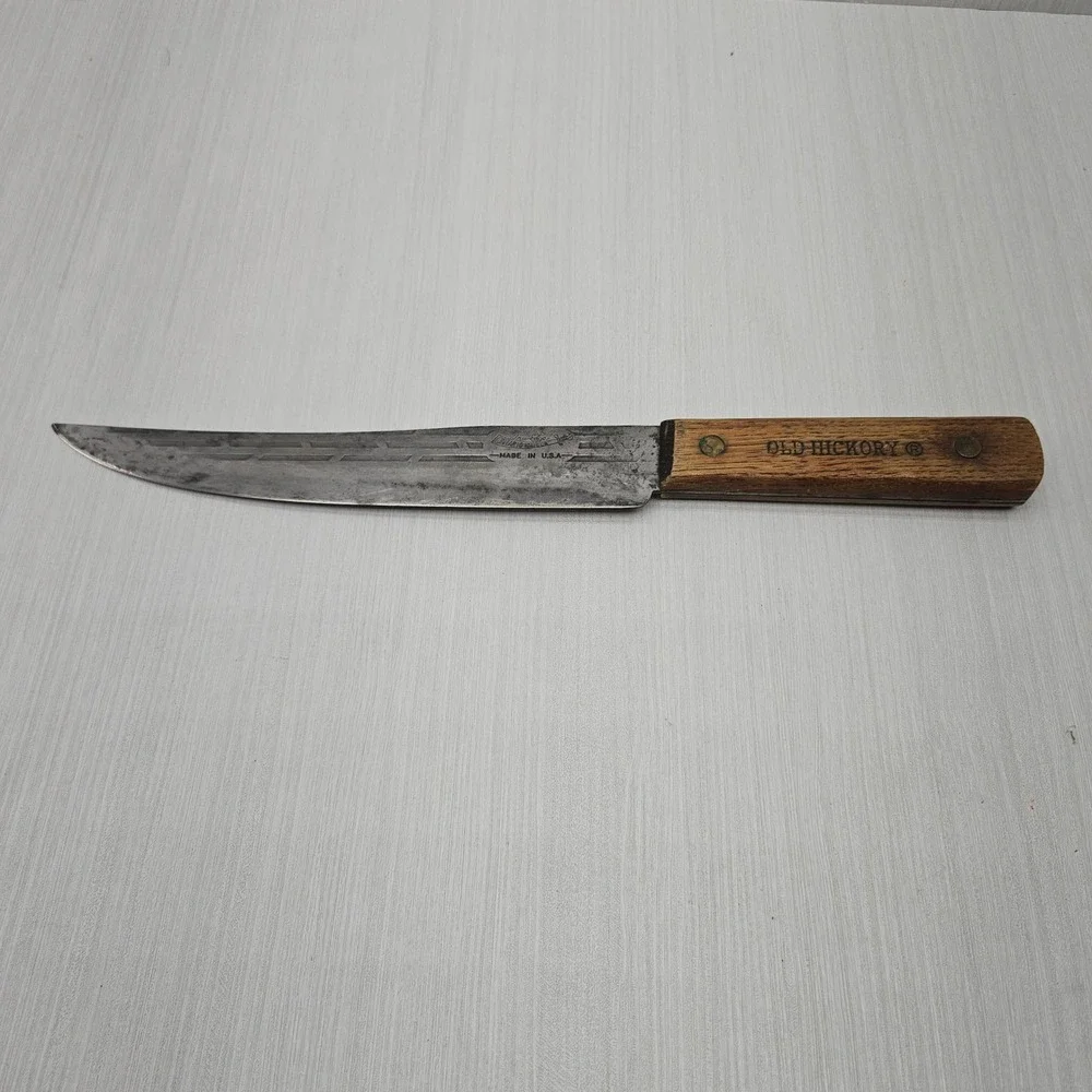 Vintage Old Hickory Ontario Knife Co Tru-Edge Carbon Steel Slicer Made in USA